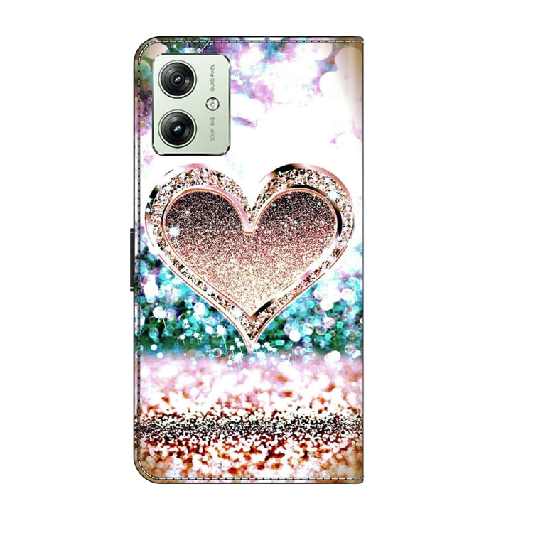 For Motorola Moto G54 Crystal 3D Shockproof Protective Leather Phone Case(Pink Diamond Heart) - Motorola Cases by PMC Jewellery | Online Shopping South Africa | PMC Jewellery | Buy Now Pay Later Mobicred