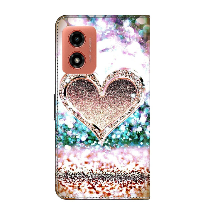 For Motorola Moto G Play 2024 Crystal 3D Shockproof Protective Leather Phone Case(Pink Diamond Heart) - Motorola Cases by PMC Jewellery | Online Shopping South Africa | PMC Jewellery | Buy Now Pay Later Mobicred