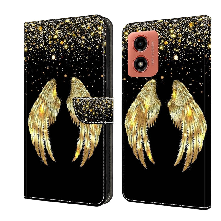 For Motorola Moto G Play 2024 Crystal 3D Shockproof Protective Leather Phone Case(Golden Wings) - Motorola Cases by PMC Jewellery | Online Shopping South Africa | PMC Jewellery | Buy Now Pay Later Mobicred