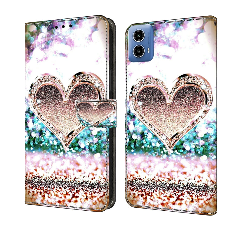 For Motorola Moto G24 Crystal 3D Shockproof Protective Leather Phone Case(Pink Diamond Heart) - Motorola Cases by PMC Jewellery | Online Shopping South Africa | PMC Jewellery | Buy Now Pay Later Mobicred