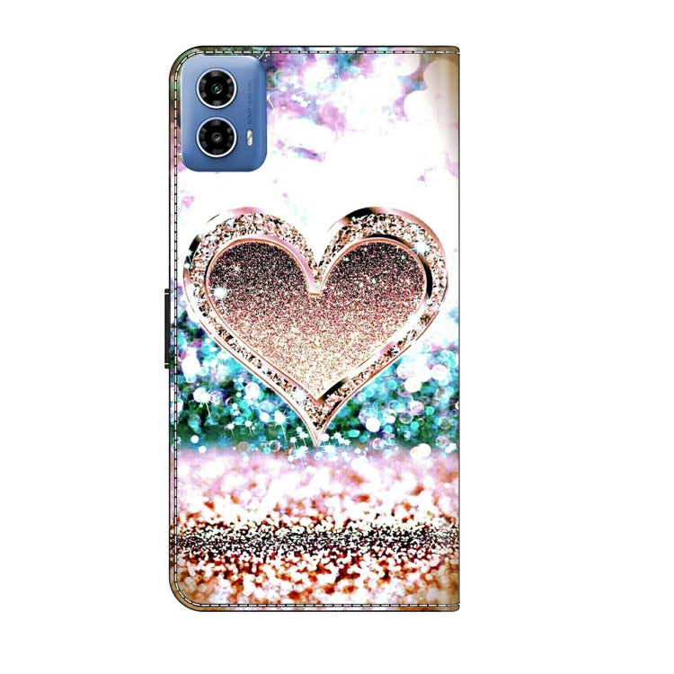 For Motorola Moto G24 Crystal 3D Shockproof Protective Leather Phone Case(Pink Diamond Heart) - Motorola Cases by PMC Jewellery | Online Shopping South Africa | PMC Jewellery | Buy Now Pay Later Mobicred