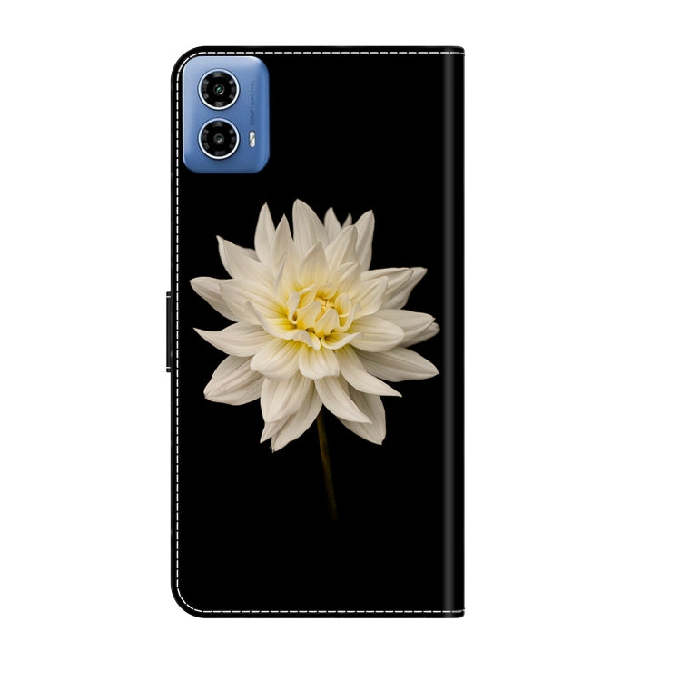 For Motorola Moto G24 Crystal 3D Shockproof Protective Leather Phone Case(White Flower) - Motorola Cases by PMC Jewellery | Online Shopping South Africa | PMC Jewellery | Buy Now Pay Later Mobicred