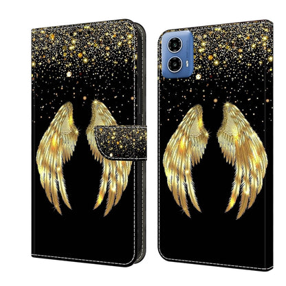 For Motorola Moto G24 Crystal 3D Shockproof Protective Leather Phone Case(Golden Wings) - Motorola Cases by PMC Jewellery | Online Shopping South Africa | PMC Jewellery | Buy Now Pay Later Mobicred