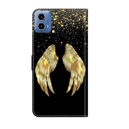 For Motorola Moto G24 Crystal 3D Shockproof Protective Leather Phone Case(Golden Wings) - Motorola Cases by PMC Jewellery | Online Shopping South Africa | PMC Jewellery | Buy Now Pay Later Mobicred