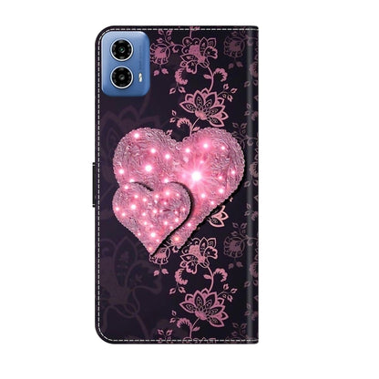 For Motorola Moto G24 Crystal 3D Shockproof Protective Leather Phone Case(Lace Love) - Motorola Cases by PMC Jewellery | Online Shopping South Africa | PMC Jewellery | Buy Now Pay Later Mobicred