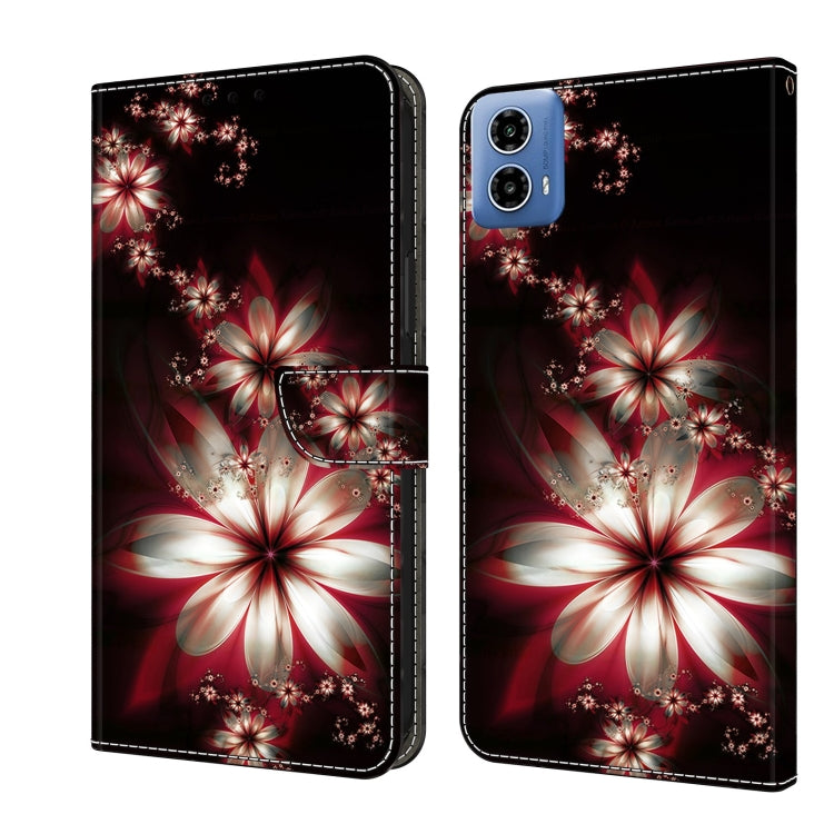 For Motorola Moto G24 Crystal 3D Shockproof Protective Leather Phone Case(Fantastic Flower) - Motorola Cases by PMC Jewellery | Online Shopping South Africa | PMC Jewellery | Buy Now Pay Later Mobicred