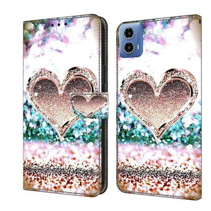 For Motorola Moto G24 Power Crystal 3D Shockproof Protective Leather Phone Case(Pink Diamond Heart) - Motorola Cases by PMC Jewellery | Online Shopping South Africa | PMC Jewellery | Buy Now Pay Later Mobicred