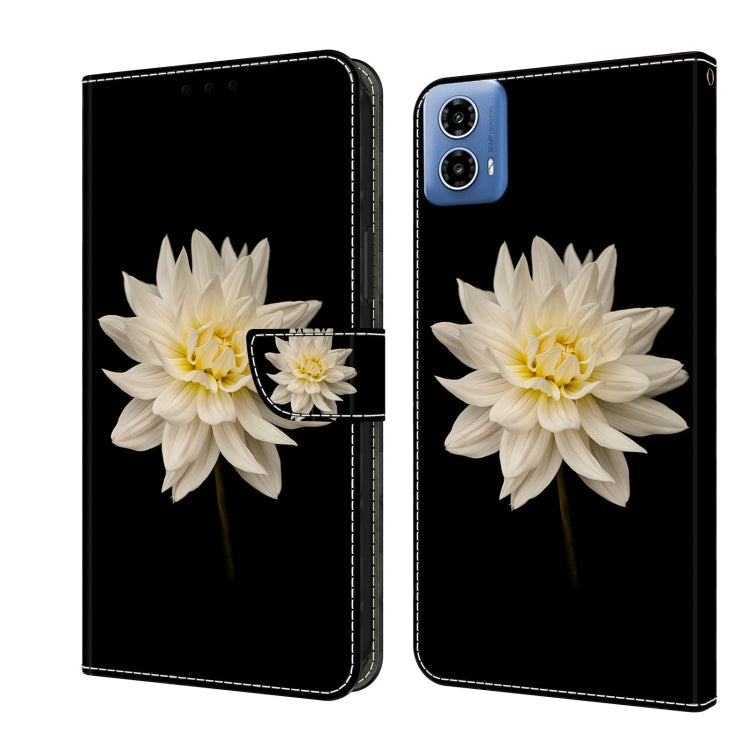 For Motorola Moto G24 Power Crystal 3D Shockproof Protective Leather Phone Case(White Flower) - Motorola Cases by PMC Jewellery | Online Shopping South Africa | PMC Jewellery | Buy Now Pay Later Mobicred