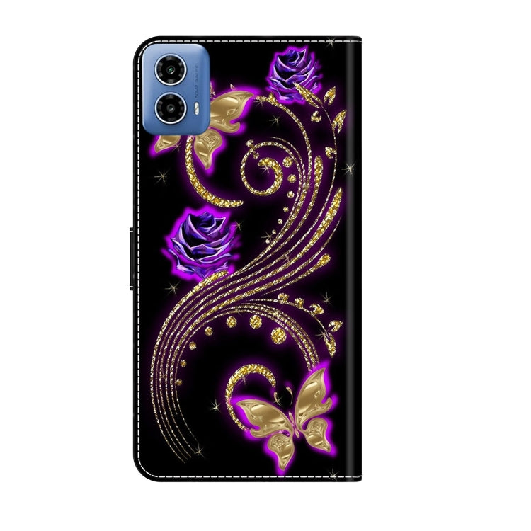 For Motorola Moto G24 Power Crystal 3D Shockproof Protective Leather Phone Case(Purple Flower Butterfly) - Motorola Cases by PMC Jewellery | Online Shopping South Africa | PMC Jewellery | Buy Now Pay Later Mobicred