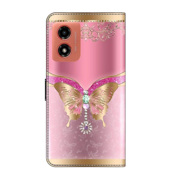 For Motorola Moto G04 Crystal 3D Shockproof Protective Leather Phone Case(Pink Bottom Butterfly) - Motorola Cases by PMC Jewellery | Online Shopping South Africa | PMC Jewellery | Buy Now Pay Later Mobicred