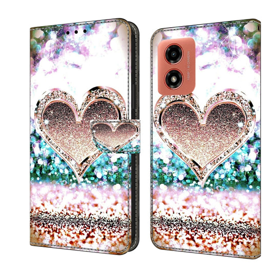 For Motorola Moto G04 Crystal 3D Shockproof Protective Leather Phone Case(Pink Diamond Heart) - Motorola Cases by PMC Jewellery | Online Shopping South Africa | PMC Jewellery | Buy Now Pay Later Mobicred