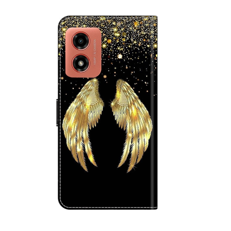 For Motorola Moto G04 Crystal 3D Shockproof Protective Leather Phone Case(Golden Wings) - Motorola Cases by PMC Jewellery | Online Shopping South Africa | PMC Jewellery | Buy Now Pay Later Mobicred