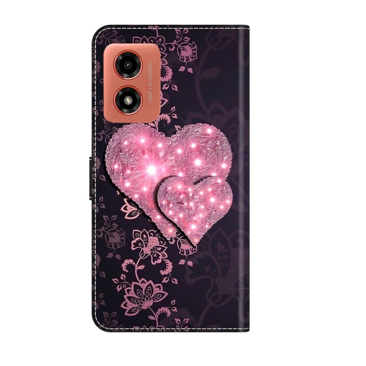 For Motorola Moto G04 Crystal 3D Shockproof Protective Leather Phone Case(Lace Love) - Motorola Cases by PMC Jewellery | Online Shopping South Africa | PMC Jewellery | Buy Now Pay Later Mobicred