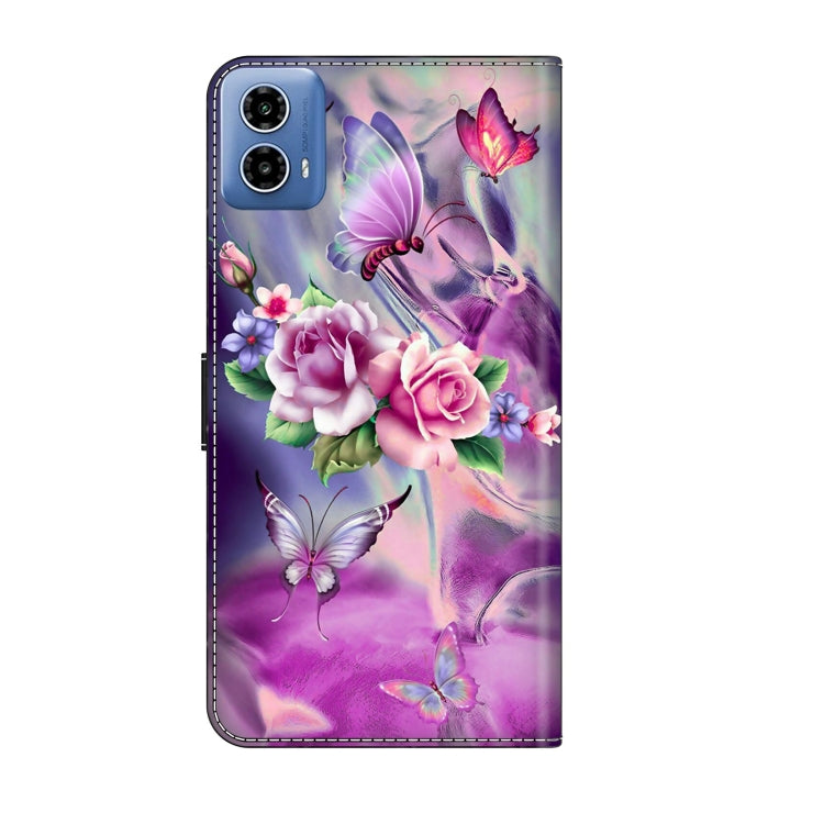 For Motorola Moto G34 Crystal 3D Shockproof Protective Leather Phone Case(Butterfly) - Motorola Cases by PMC Jewellery | Online Shopping South Africa | PMC Jewellery | Buy Now Pay Later Mobicred