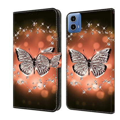 For Motorola Moto G34 Crystal 3D Shockproof Protective Leather Phone Case(Crystal Butterfly) - Motorola Cases by PMC Jewellery | Online Shopping South Africa | PMC Jewellery | Buy Now Pay Later Mobicred