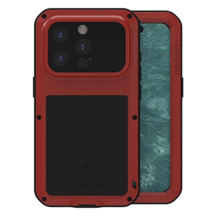 For iPhone 15 Pro LOVE MEI Metal Shockproof Life Waterproof Dustproof Phone Case(Red) - iPhone 15 Pro Cases by LOVE MEI | Online Shopping South Africa | PMC Jewellery