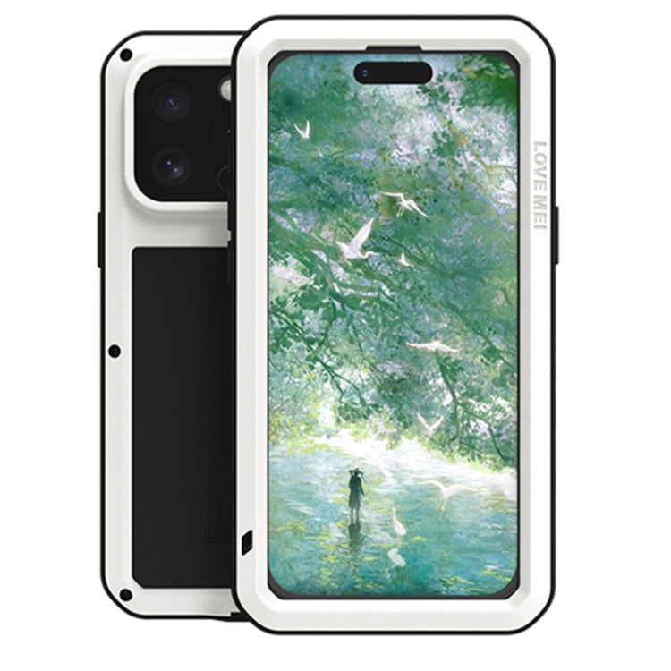 For iPhone 16 Pro LOVE MEI Metal Shockproof Life Waterproof Dustproof Phone Case(White) - iPhone 16 Pro Cases by LOVE MEI | Online Shopping South Africa | PMC Jewellery | Buy Now Pay Later Mobicred