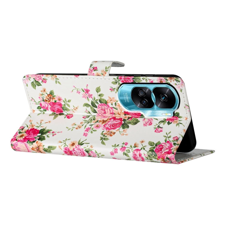 For Honor 90 Lite Colored Drawing Leather Phone Case(Peonies) - Honor Cases by PMC TechLife | Online Shopping South Africa | PMC TechLife