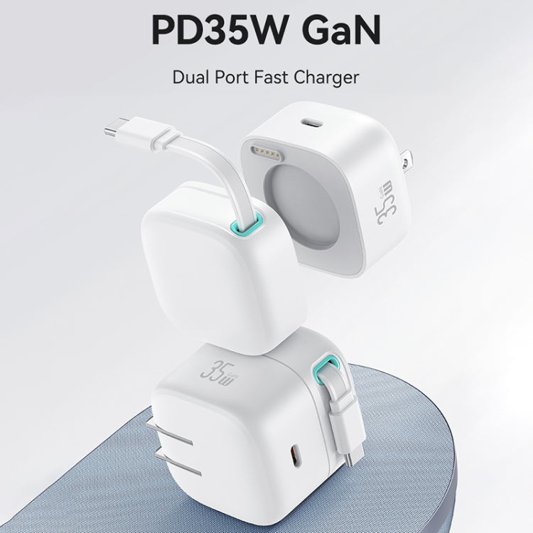 USAMS US-CC203 SMF Series PD35W Dual Type-C Port GaN Fast Charger, US Plug(White) - USB Charger by USAMS | Online Shopping South Africa | PMC Jewellery | Buy Now Pay Later Mobicred