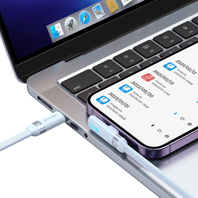 USAMS US-SJ652 PD 30W USB-C/Type-C to 8 Pin Aluminum Alloy Digital Display Fast Charging Elbow Data Cable, Length: 1.2m(Black) - 2 in 1 Cable by USAMS | Online Shopping South Africa | PMC TechLife | Buy Now Pay Later Mobicred