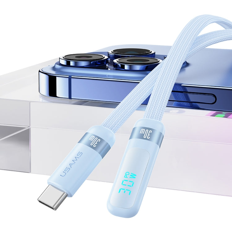 USAMS US-SJ652 PD 30W USB-C/Type-C to 8 Pin Aluminum Alloy Digital Display Fast Charging Elbow Data Cable, Length: 1.2m(Beige) - 2 in 1 Cable by USAMS | Online Shopping South Africa | PMC TechLife | Buy Now Pay Later Mobicred