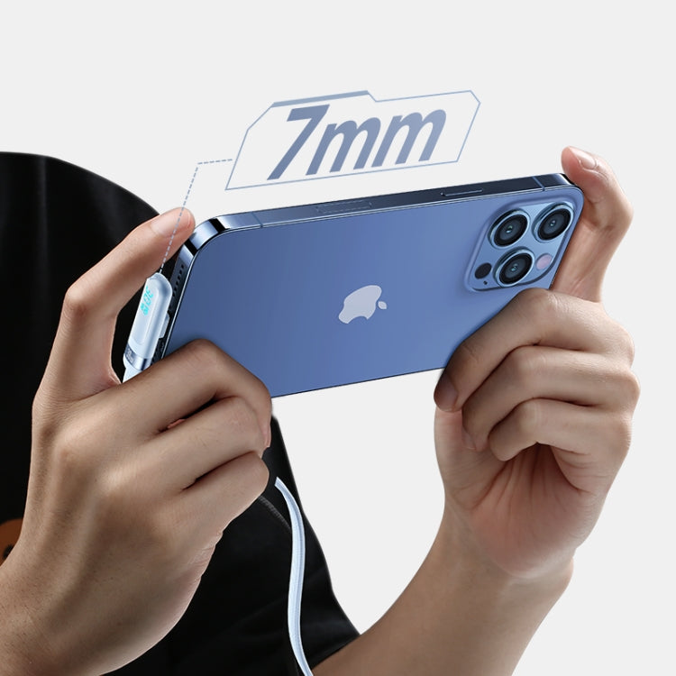 USAMS US-SJ652 PD 30W USB-C/Type-C to 8 Pin Aluminum Alloy Digital Display Fast Charging Elbow Data Cable, Length: 1.2m(Blue) - 2 in 1 Cable by USAMS | Online Shopping South Africa | PMC TechLife | Buy Now Pay Later Mobicred