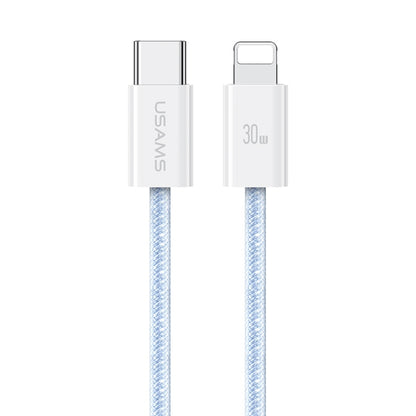 USAMS US-SJ657 U86 PD30W USB-C/Type-C to 8 Pin Rainbow Braided Fast Charging Data Cable, Length: 1.2m(Blue) - 2 in 1 Cable by USAMS | Online Shopping South Africa | PMC Jewellery | Buy Now Pay Later Mobicred