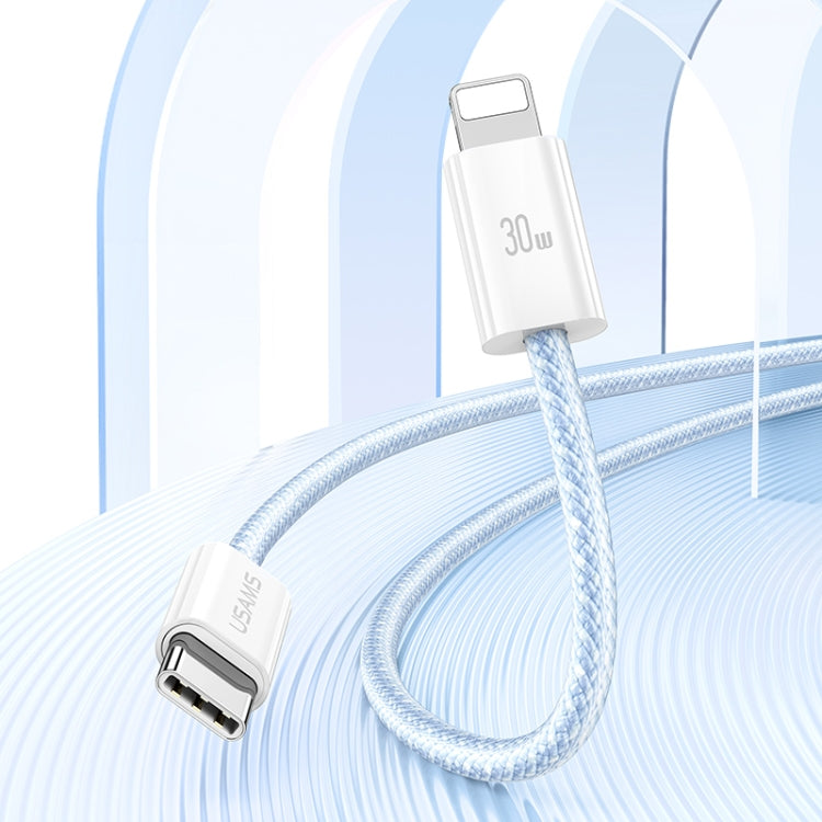 USAMS US-SJ657 U86 PD30W USB-C/Type-C to 8 Pin Rainbow Braided Fast Charging Data Cable, Length: 1.2m(Blue) - 2 in 1 Cable by USAMS | Online Shopping South Africa | PMC Jewellery | Buy Now Pay Later Mobicred