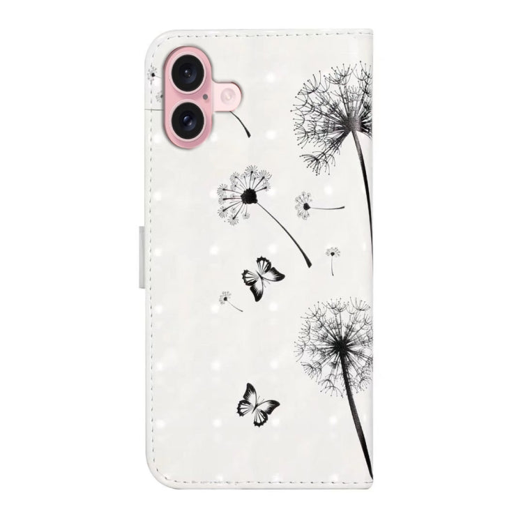 For iPhone 16 Plus Oil Embossed 3D Drawing Leather Phone Case(Couple Dandelion) - iPhone 16 Plus Cases by PMC Jewellery | Online Shopping South Africa | PMC Jewellery | Buy Now Pay Later Mobicred