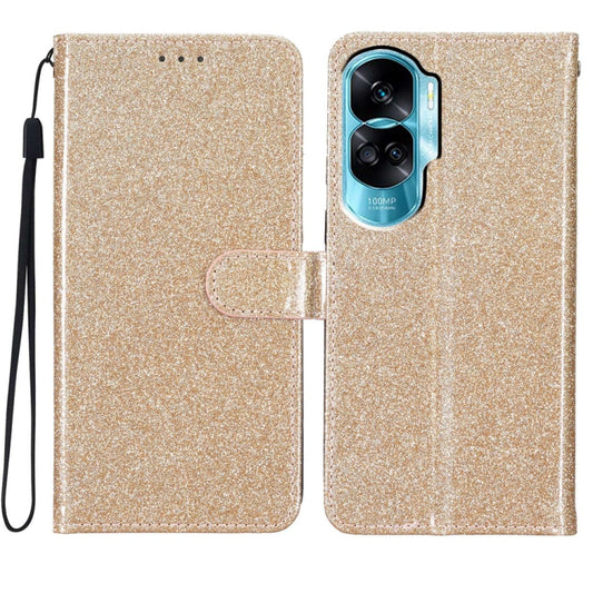 For Honor 90 Lite Glitter Powder Flip Leather Phone Case(Gold) - Honor Cases by PMC Jewellery | Online Shopping South Africa | PMC Jewellery