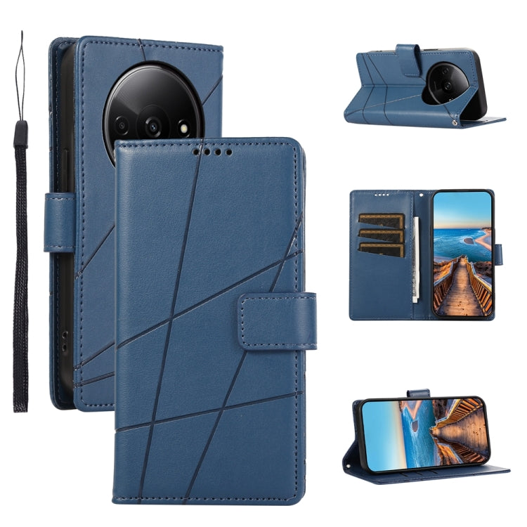 For Xiaomi Redmi A3 PU Genuine Leather Texture Embossed Line Phone Case(Blue) - Xiaomi Cases by PMC TechLife | Online Shopping South Africa | PMC TechLife | Buy Now Pay Later Mobicred