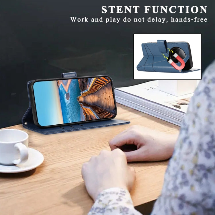For Xiaomi Redmi A3 PU Genuine Leather Texture Embossed Line Phone Case(Blue) - Xiaomi Cases by PMC TechLife | Online Shopping South Africa | PMC TechLife | Buy Now Pay Later Mobicred