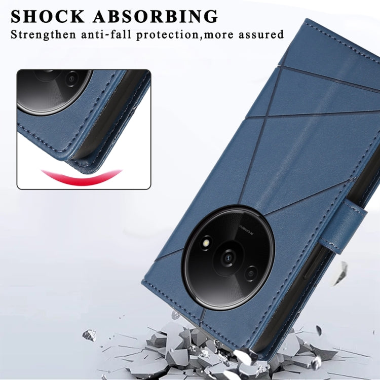 For Xiaomi Redmi A3 PU Genuine Leather Texture Embossed Line Phone Case(Blue) - Xiaomi Cases by PMC TechLife | Online Shopping South Africa | PMC TechLife | Buy Now Pay Later Mobicred