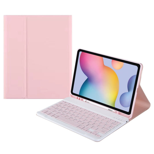 For Samsung Galaxy Tab S9 FE+ Square Cap Bluetooth Keyboard Leather Case with Pen Slot(Pink) - Samsung Keyboard by PMC Jewellery | Online Shopping South Africa | PMC Jewellery