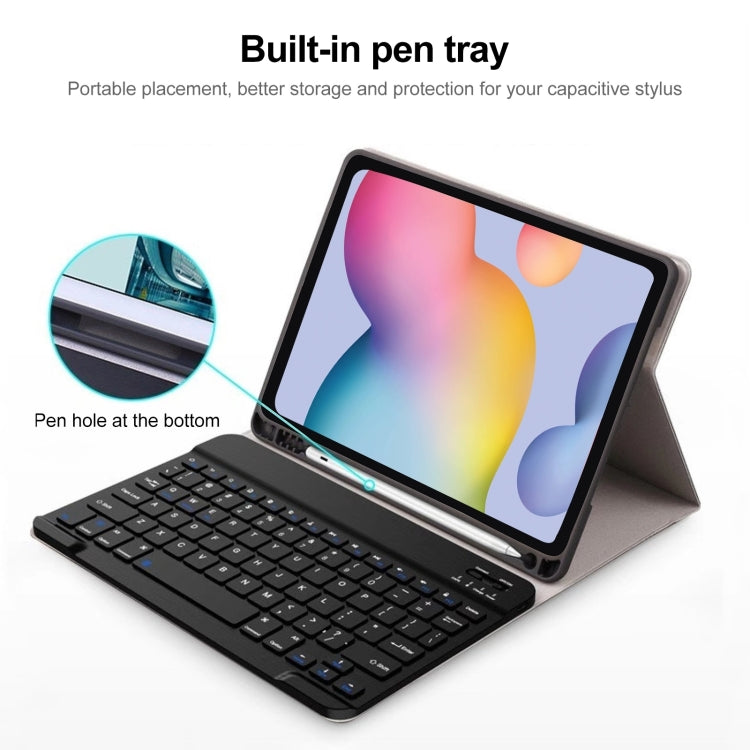 For Samsung Galaxy Tab S9 FE+ Square Cap Bluetooth Keyboard Leather Case with Pen Slot(Light Blue) - Samsung Keyboard by PMC TechLife | Online Shopping South Africa | PMC TechLife