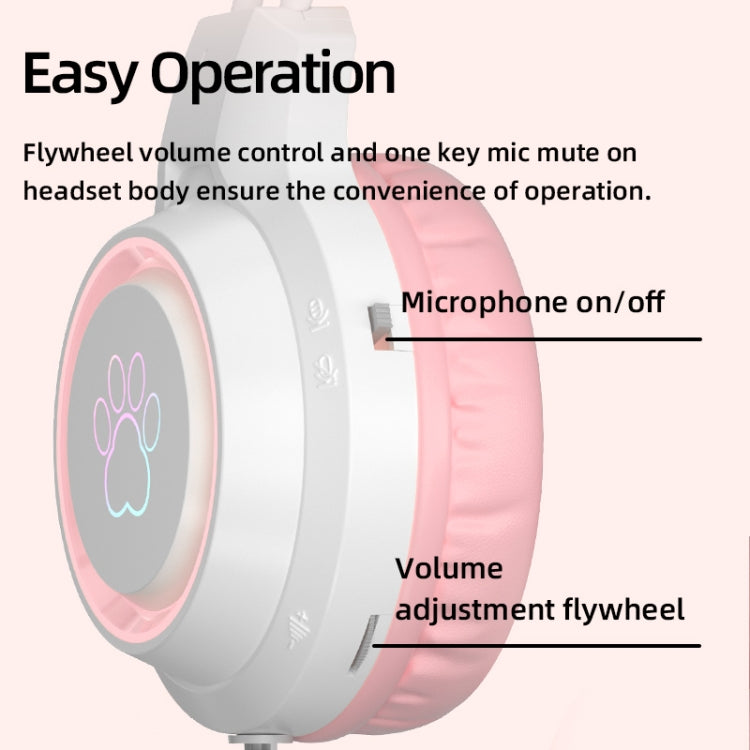 G35 Cute Cat RGB Head-mounted Wired Gaming Earphone(Pink) - Multimedia Headset by PMC Jewellery | Online Shopping South Africa | PMC Jewellery | Buy Now Pay Later Mobicred
