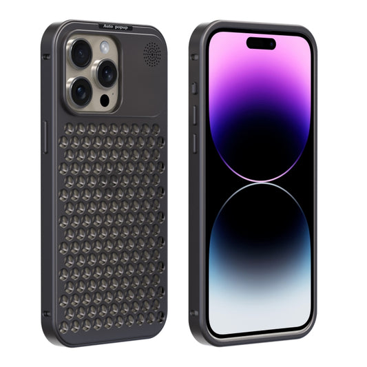 For iPhone 14 Pro R-JUST RJ58 Aromatherapy Metal Cooling Phone Case(Grey) - iPhone 14 Pro Cases by R-JUST | Online Shopping South Africa | PMC Jewellery | Buy Now Pay Later Mobicred