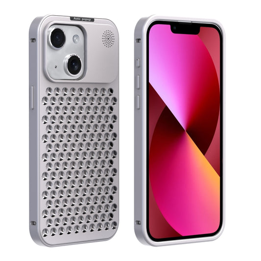 For iPhone 13 R-JUST RJ58 Aromatherapy Metal Cooling Phone Case(Silver) - iPhone 13 Cases by R-JUST | Online Shopping South Africa | PMC Jewellery | Buy Now Pay Later Mobicred