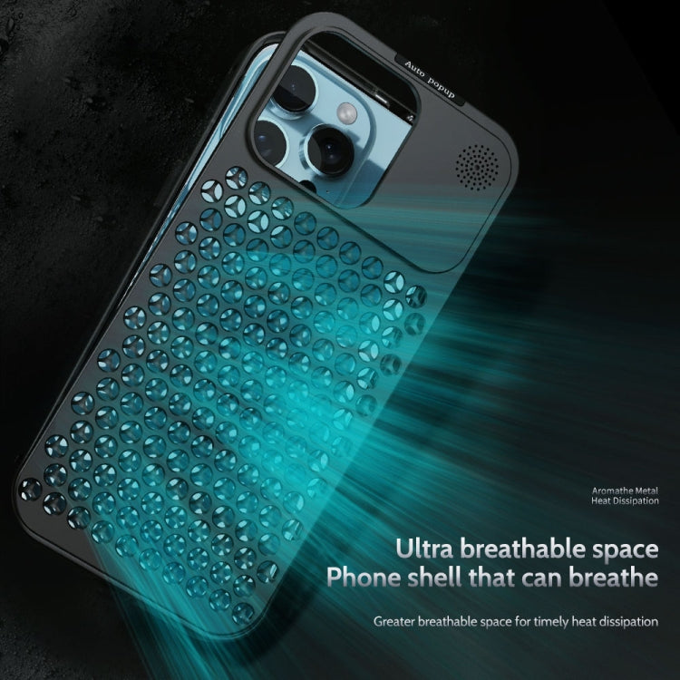 For iPhone 13 R-JUST RJ58 Aromatherapy Metal Cooling Phone Case(Black) - iPhone 13 Cases by R-JUST | Online Shopping South Africa | PMC Jewellery