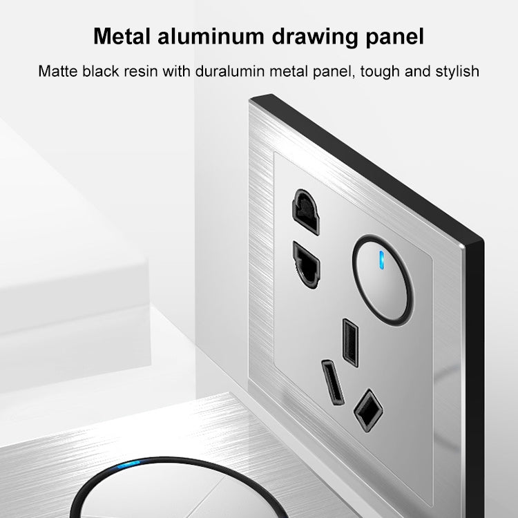 86mm Gray Aluminum Wire Drawing LED Switch Panel, Style:Two Billing Control - Switch by PMC Jewellery | Online Shopping South Africa | PMC Jewellery | Buy Now Pay Later Mobicred