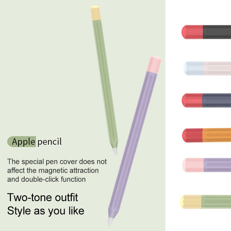 For Apple Pencil 2 Stylus Touch Pen Split Contrast Color Silicone Protective Case(Lemon Avocado) - Pencil Accessories by PMC Jewellery | Online Shopping South Africa | PMC Jewellery | Buy Now Pay Later Mobicred