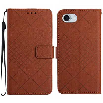 For iPhone SE 2024 Rhombic Grid Texture Leather Phone Case(Brown) - More iPhone Cases by PMC Jewellery | Online Shopping South Africa | PMC Jewellery | Buy Now Pay Later Mobicred