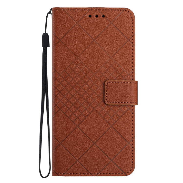 For iPhone SE 2024 Rhombic Grid Texture Leather Phone Case(Brown) - More iPhone Cases by PMC Jewellery | Online Shopping South Africa | PMC Jewellery | Buy Now Pay Later Mobicred