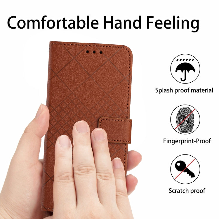 For iPhone 16 Pro Rhombic Grid Texture Leather Phone Case(Brown) - free shipping - PMC TechLife - Order now!