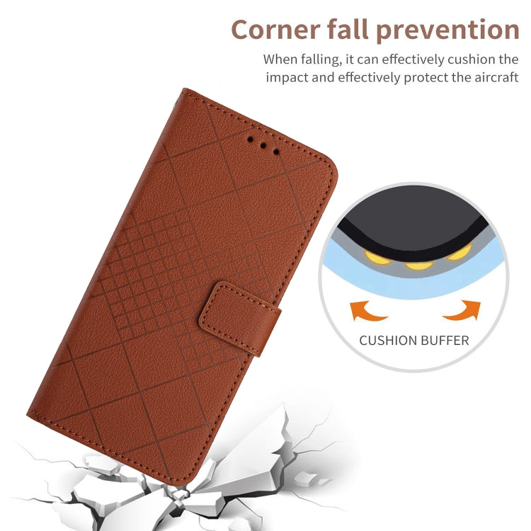 For iPhone 16 Pro Rhombic Grid Texture Leather Phone Case(Brown) - iPhone 16 Pro Cases by PMC Jewellery | Online Shopping South Africa | PMC Jewellery | Buy Now Pay Later Mobicred