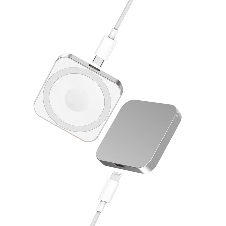 For iPhone / AirPods / iWatch Series 3 in 1 Portable Wireless Charger(Silver) - Wireless Charger by PMC Jewellery | Online Shopping South Africa | PMC Jewellery | Buy Now Pay Later Mobicred