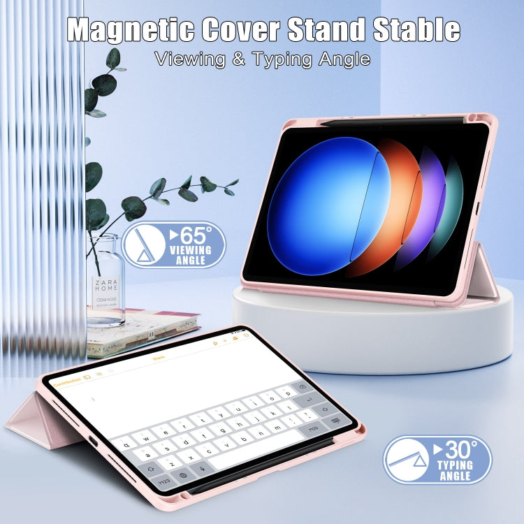 For Xiaomi Pad 6S Pro 12.4 Acrylic 3-Fold Solid Color Smart Leather Tablet Case(Pink) - More Tablet Cases by PMC TechLife | Online Shopping South Africa | PMC TechLife | Buy Now Pay Later Mobicred