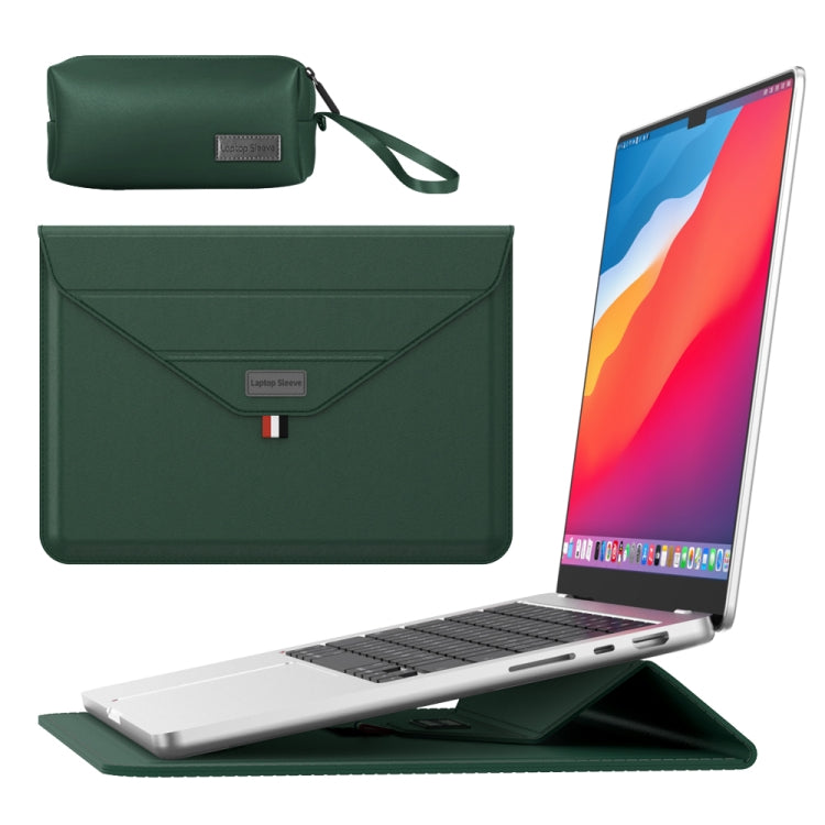 For 13/14 inch Envelope Holder Laptop Sleeve Bag with Accessories Bag(Dark Green) - Other by PMC Jewellery | Online Shopping South Africa | PMC Jewellery | Buy Now Pay Later Mobicred