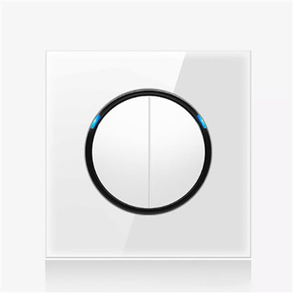 86mm Round LED Tempered Glass Switch Panel, White Round Glass, Style:Two Open Dual Control - Switch by PMC Jewellery | Online Shopping South Africa | PMC Jewellery | Buy Now Pay Later Mobicred