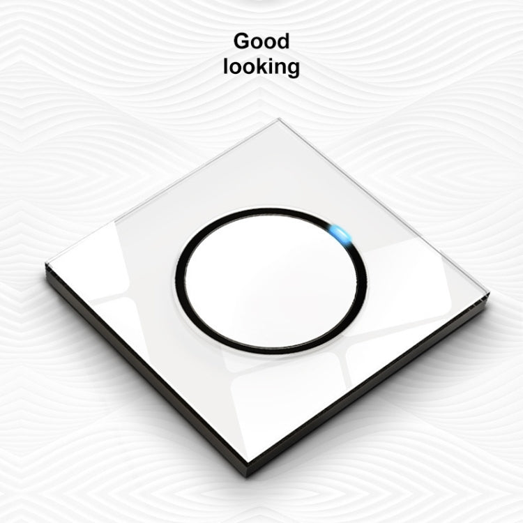 86mm Round LED Tempered Glass Switch Panel, White Round Glass, Style:Two Open Dual Control -  by PMC Jewellery | Online Shopping South Africa | PMC Jewellery | Buy Now Pay Later Mobicred